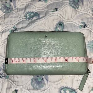 Kate Spade Mint Green Leather Zip Wallet